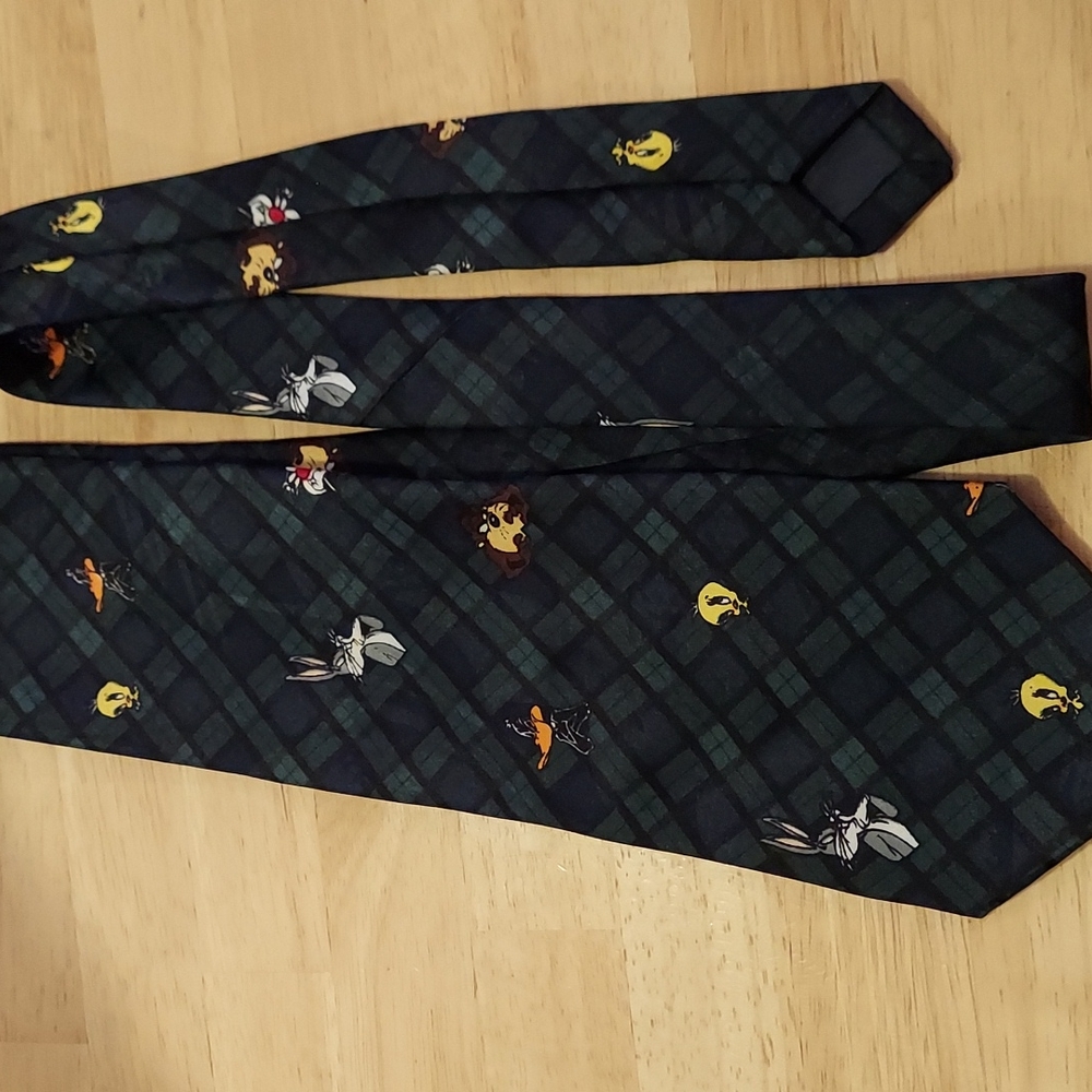Vintage 1990s Looney Tunes Mania Plaid Tie